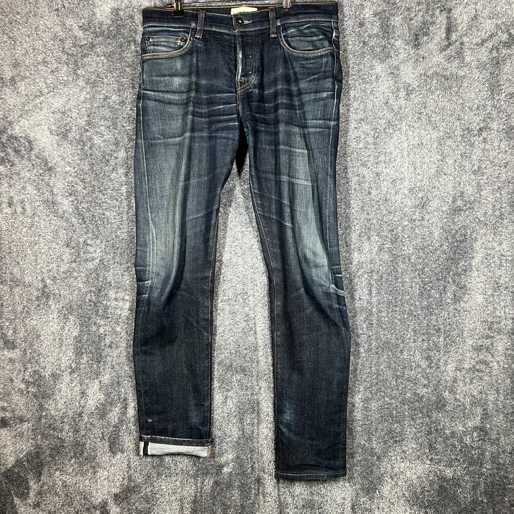 Baldwin Jeans Men 31x30 Slim 76 Selvedge Button Fly Pants Dark Wash Made in USA